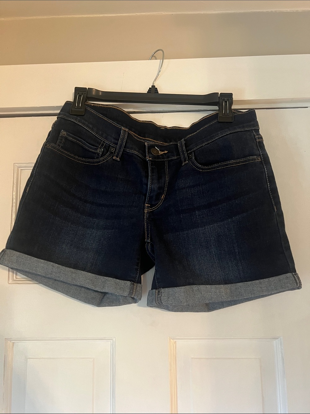 Dark Wash Denim Cuffed Women’s Shorts